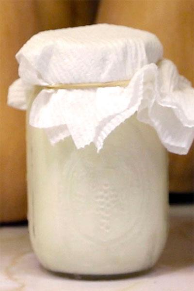 Kefir fermenting in a jar